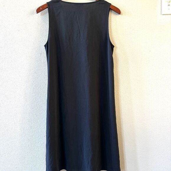 Eileen Fisher Silk Georgette Crepe V-Neck Dress XS - Picture 3 of 8